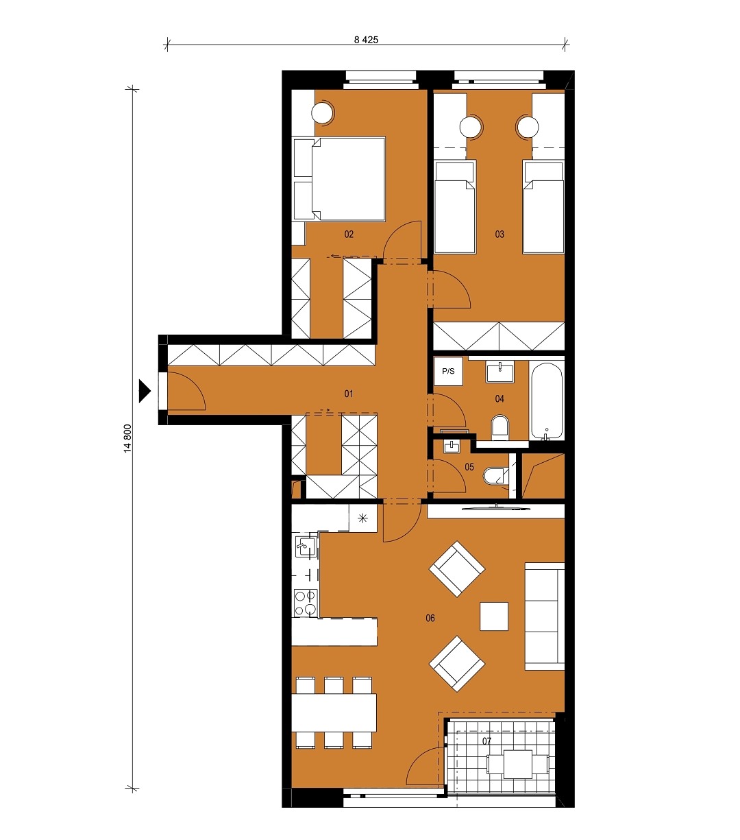 Půdorys jednotky F5.1