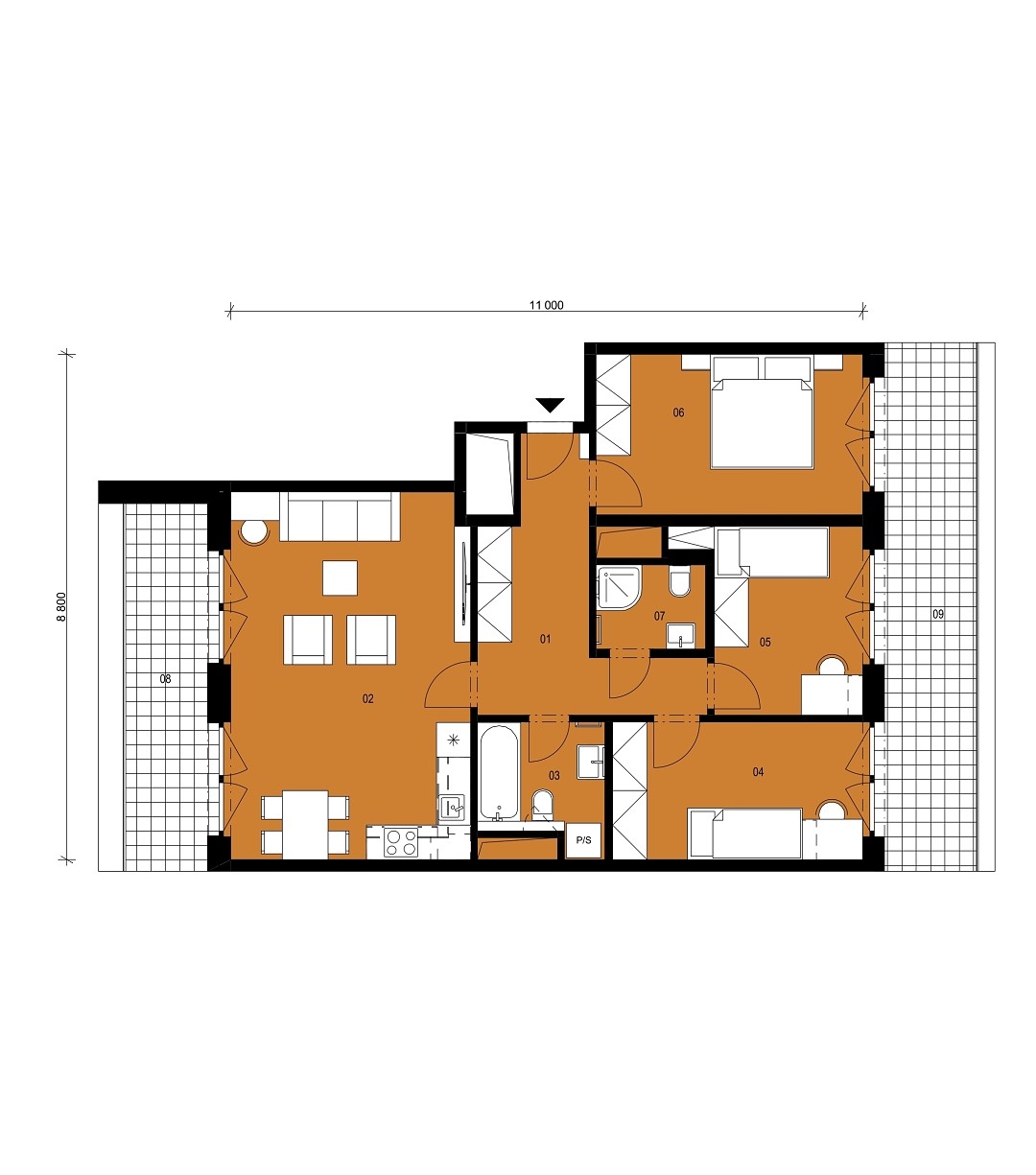 Půdorys jednotky G6.1